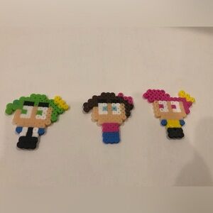 Nickelodeon Fairly Odd Parents Perler Bead Lot of 3
